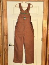 Liberty Overalls Mens 34X40 Brown Canvas Bib Workwear Carpenter Heritage