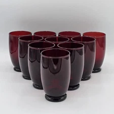 Set of 10 Anchor Hocking Royal Ruby Tumblers 5" Vtg Mid Century Modern Glasses