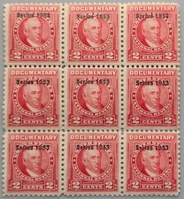 US Internal Revenue Documentary 2c Carmine Oliver Wolcott Series 1953 MNH Block