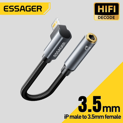 Essager Typ C auf 3,5 mm Winkeladapter, USB-C-Kabel, IP auf 3,5 mm Kopfhörer-Win