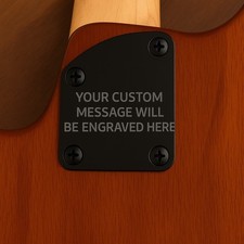 Custom Engraved Etched Black Finish Curved Guitar Neck Plate