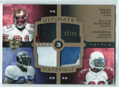 2007 Ultimate Collection Material Triple Patch #13 Gore/McGahee/Edgerrin #'d /15
