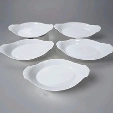 Vtg HIC Harold Import Co Gratin Baking Dish Oval White Porcelain 10” SET OF 5