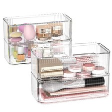 4 Pack Stackable Storage Drawers, Clear Acrylic Makeup Organizer for Vanity, ...