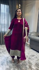 Latest Heavy Viscose Velvet Salwar Kameez With Pink Dupatta For Festival Wear