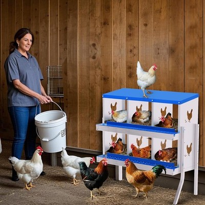 GRAVEE 6/8/10 Holes Chicken Nesting Boxes, Wall-Mount Roll Away Egg Box
