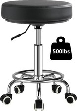 Adjustable Rolling Stool with Wheels Heavy Duty 500lb Round Rolling Stool wit...
