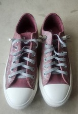 Converse All Star Women's Purple Glitter Low Top Sneakers Metallic Logo zise 6