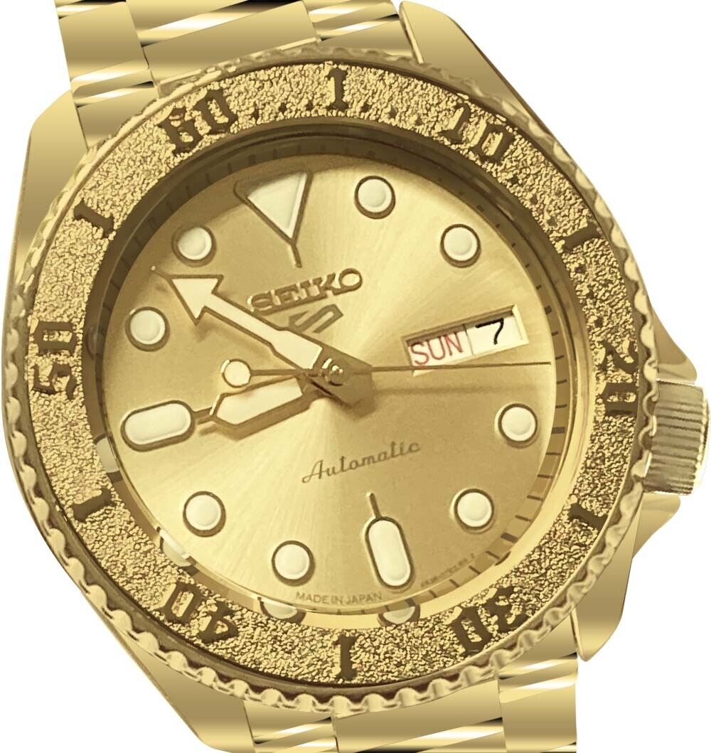 Seiko 5 Sports Automatic SRPE74 Gold Day Date Stainless Seiko 5 Sports Automatic SRPE74 Gold Day Date Stainless