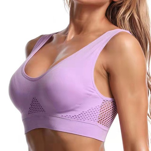 Womens Sport Bras Seamless Wire Free Weight Support Tank Sports Yoga Sleep Bra - Picture 19 of 27