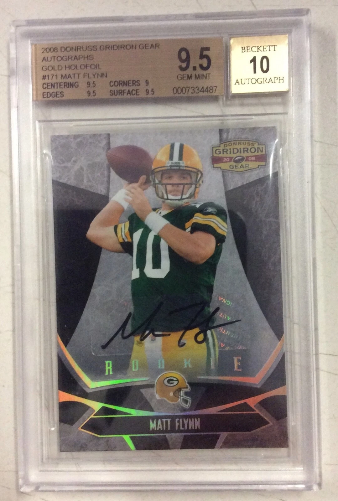 Matt Flynn Donruss Gridiron Gear #171 Autograph-Gold Holofoil