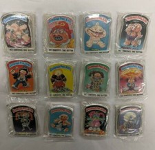 GARBAGE PAIL KIDS: BUTTON SET OF 12, DEAD TED, ADAM BOMB, UP CHUCK, GREASER GREG