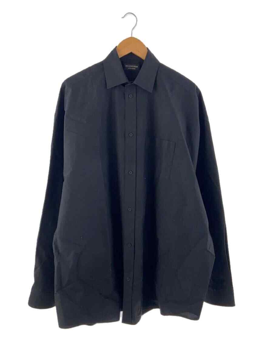 BALENCIAGA Oversized Shirt 37 Cotton Black Solid Color 725374 