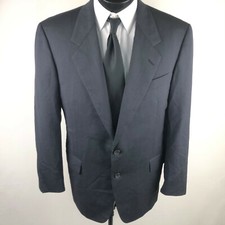 HICKEY FREEMAN Black Pinstripe Pure Wool Jacket Suit Blazer USA Mens Size 42R
