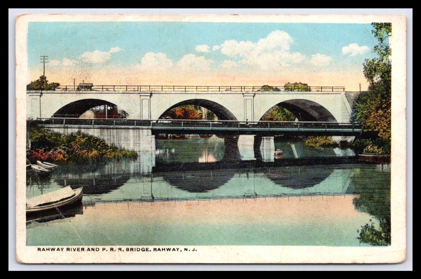 MAGLIA STORICA RAHWAY RIVER & RR BRIDGE NUOVA Fila Barca CURSON ROBEY & Co pm 1920