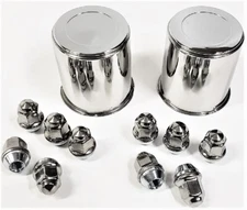 2 Trailer Wheel Lug and Cap Sets - Stainless Hub Cover 10 SS Lugs 3.19" Center