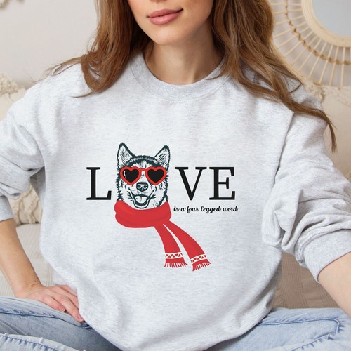 Siberian Husky Sweatshirt Valentine's Day Shirt Love Dog Mom Top Dog Lover Gift - Picture 5 of 12