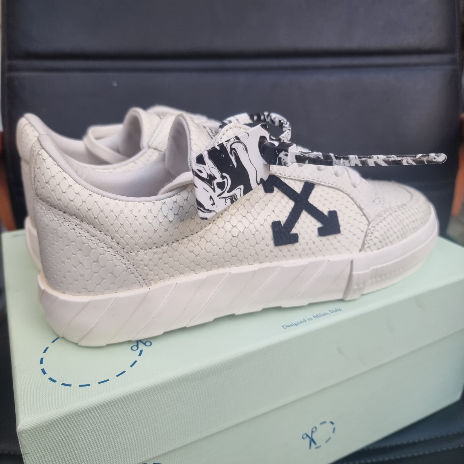 Off White Low Vulcanized Snakeskin Embossed Leather - UK6/EU40 #ListingsInLights image 7