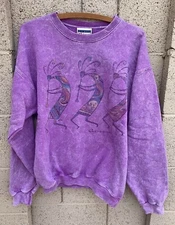 VTG 90s Purple Kokopelli Arizona Med Hanes Ultimate Cotton PrintPro Sweatshirt