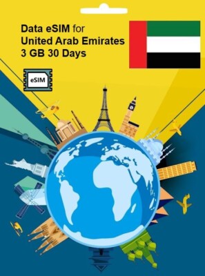 SALE! United Arab Emirate Travel SIM Card DATA eSIM 3GB 30Days QR 1 Day Delivery