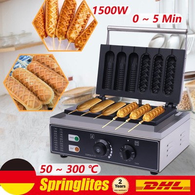 Commercial 6pcs Waffle Maker 1500W Stainless Steel Electric Waffle Machine 220V