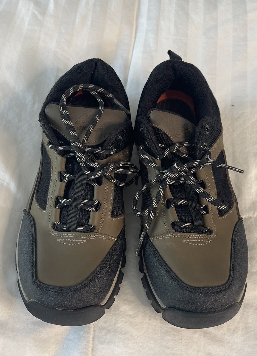 Ozark Trail Mens Lightweight Stone Low Taupe Leather Hiking Boots Size 9.5