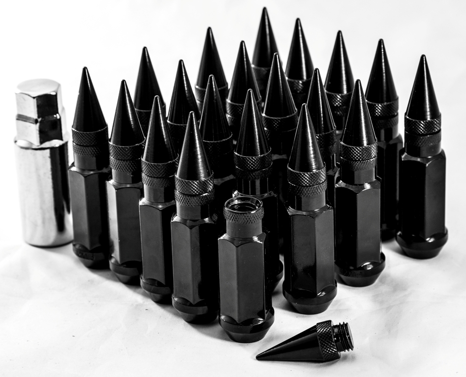 92mm Aodhan Xt92 12x1.25 Steel Black Spiked Lug Nuts Fits STI 350z