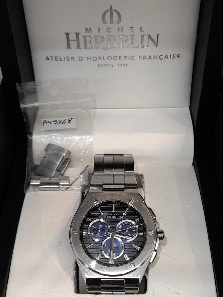Michel Herbelin Chronograph Men's Watch Ref 37645 Made In France Swiss Movement - Image 3 of 4