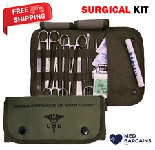 Elite First Aid Kit 80122GRN Military Surgical Field Kit with Green Canvas Pouch