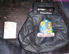 1987 Vintage Fisher Price Doctor Black Bag Medical Kit Bag  Toy Cast