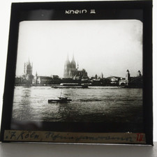 Blick auf Köln Fotoplatte Um 1920-1930 Glas Positiv Glas Dia 8,5 cm X 8, 5 cm