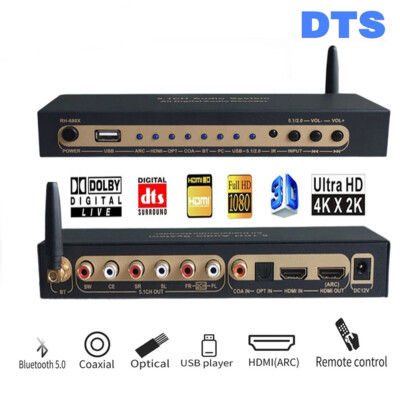 RH-688X 5.1CH Audio Decoder BT 5.0 Digital Audio System HDMI Coaxial ...