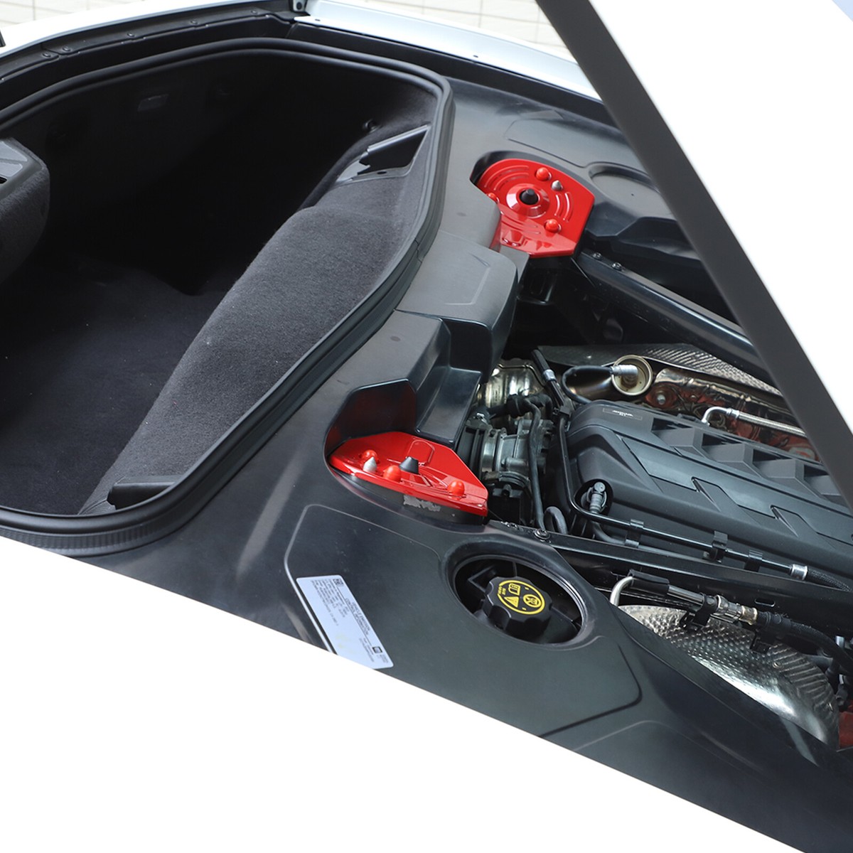 ABS Red Engine Bay Inner Shock Tower Cover For Corvette C8 Coupe