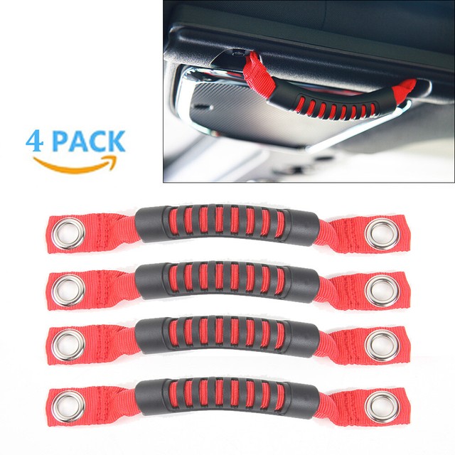4Pcs Red Rear Side Grab Handle Grips Bar Hand Hold for Jeep Wrangler 07