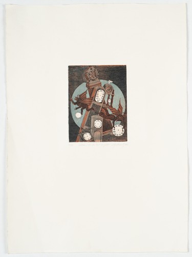 P. CROY (*1937), Zeit und Dämonen, 1977, Farbrad. Surrealismus Fantasie 1970-19 - Picture 2 of 5