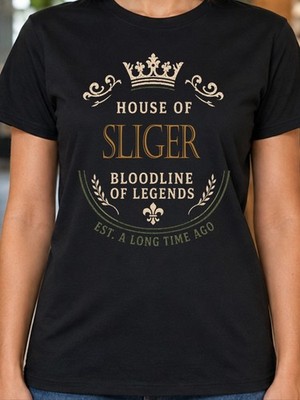 Sliger Damen-T-Shirt Familienname schwarz Heritage Geschenk S-2XL