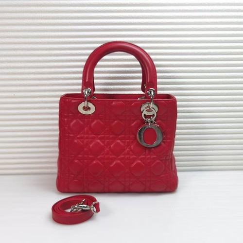 Christian Dior Lady Dior Medium 5 Panel Cannage Bag Red Leather 24cm