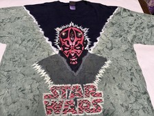 Vintage 90's Star Wars Episode 1 Darth Maul Graphics Tie Dye Size XL Shirt