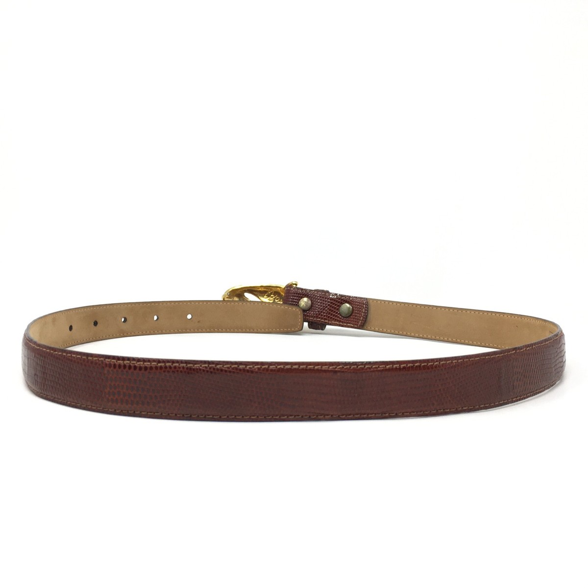 WCM Genuine Lizard Leather Belt Brown Made in USA Women’s Size M Fits 28” to 32” Genuine Lizard Belt | Leather Belts for Men by Bryant Park  main image 3