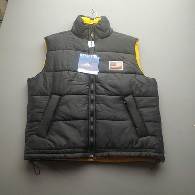 K.A.D Men's Reversible Puffer Black Yellow Vest Large NWT