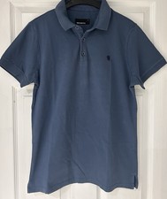 Remus Uomo Jeans Polo Shirt Blue Size M Stylish Blue Men's Shirt Top Casual