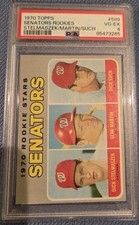 1970 TOPPS BASEBALL #599 SENATORS ROOKIES STELMASZEK/ MARTIN/ SUCH PSA VG-EX 4