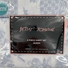 Betsey Johnson New Bed Of Roses Blue Floral Queen 6pc Sheet Set Cottage Grandma