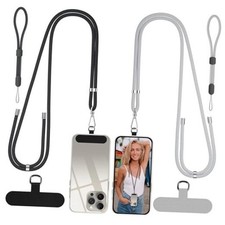Crossbody Lanyard, Long  Wrist Nylon Cell Phone Lanyard Around The BlackGray