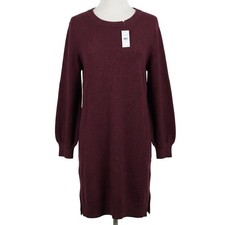 LOFT Cozy Winter Burgundy Knit Ballon Sleeve Sweater Dress Cotton Wool XXL NWT