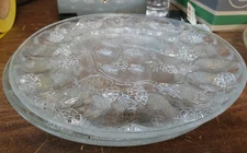 Vintage TIARA PONDEROSA PINE CLEAR GLASS DEVILED EGG PLATE TRAY DISH PLATTER 