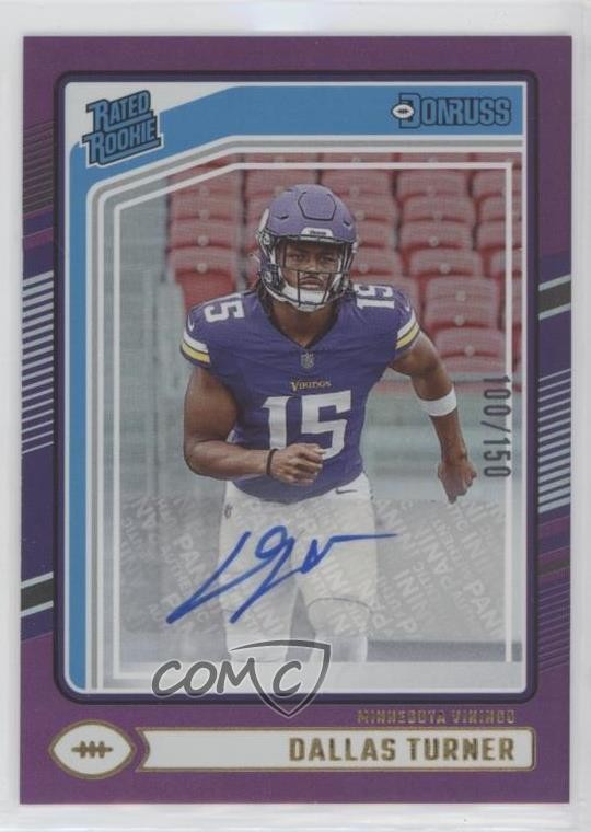 2024 Panini Donruss Rated Purple /150 Dallas Turner #331 Rookie Auto RC