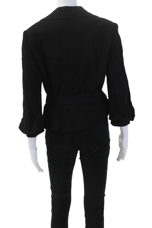 Traje Falda Kay Unger Mujer Botones Joya Línea A Cinturón Negro Lana Talla 10 Foto 4 de 4