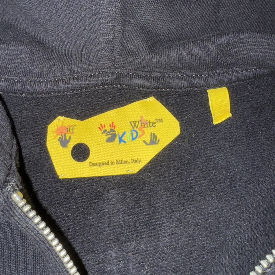 $410 Off-White Kids Boys Black Logo Shape Zip-Up Hoodie Sweater Size 6 - Image 2 of 4