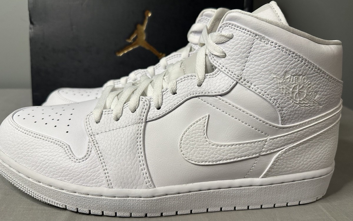 Air Jordan 1 Mid Triple White 2.0 554724-130 Men display picture 3